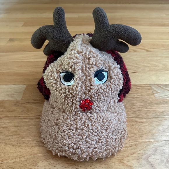 Holiday Time Reindeer Doe Sherpa Hat Christmas Cap - Picture 1 of 16